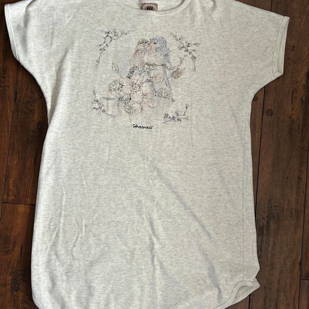 Vintage Hawaii Traditional Graphic T Shirt Womens XL Gray 90s Nature Faded